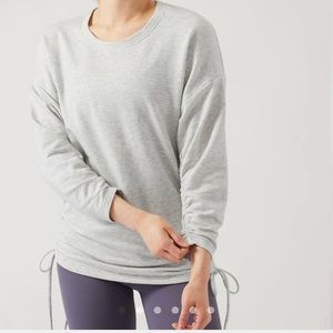 Athleta Lombard Ruched Sweatshirt light heather gray. Size M
